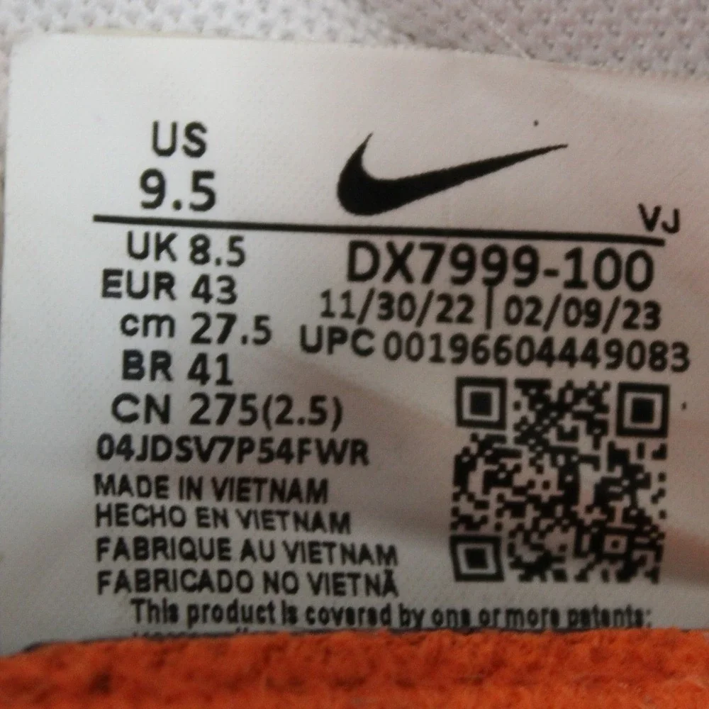 Nike Rival XC‎ Cross Country Racing Spikes White Orange DX7999-100 Mens 9.5